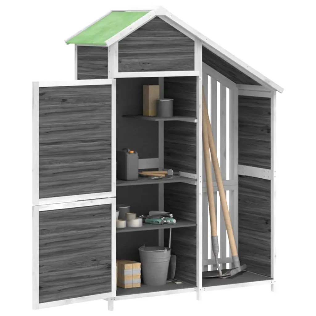 Garden Tool Shed Grey Outdoor Storage Solid Wood Pine Rainproof 120x53.5x170cm