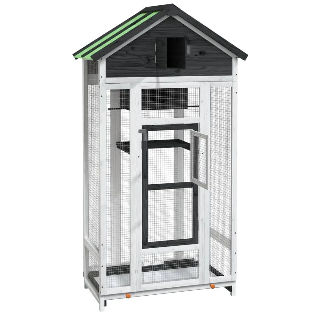 Large Bird House Aviary Wooden Grey 91.5x53x170cm