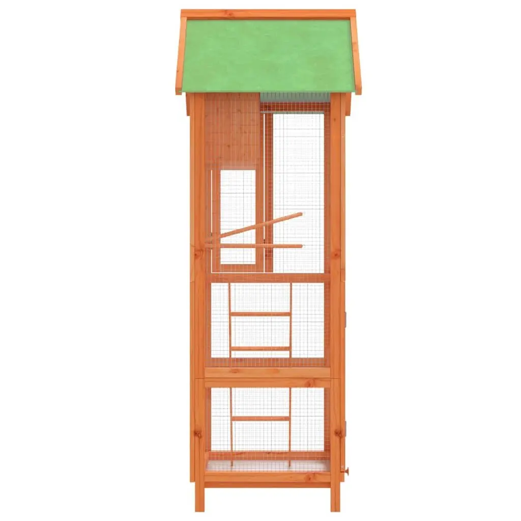 Bird Aviary House Wooden Large Outdoor Nesting Box with Perches and Ladder Brown 60 x 58.5 x 160 cm
