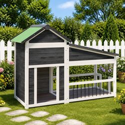 Friendly Grey Solid Wood Dog Kennel for Your Pets