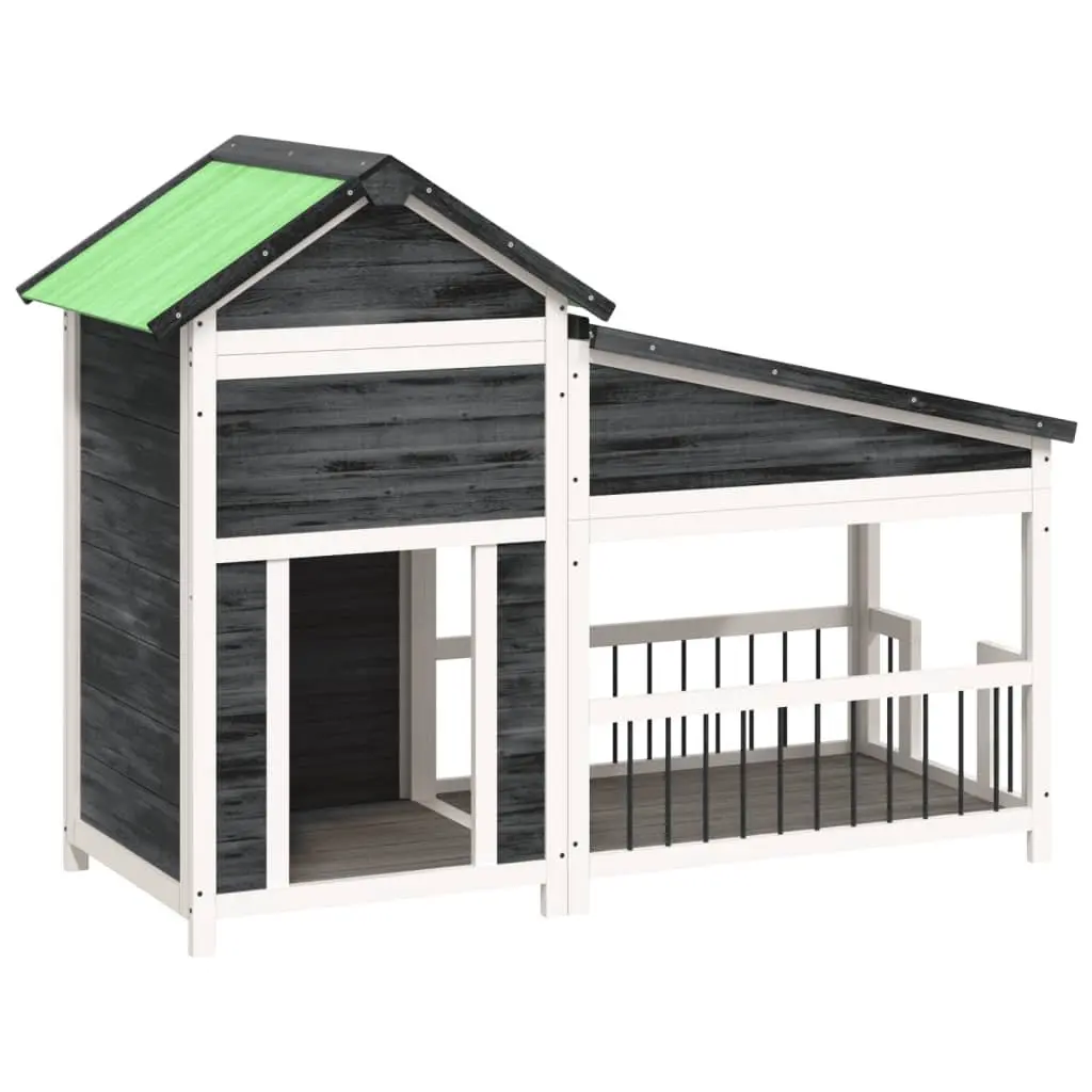 Dog Kennel Grey Solid Wood Pine Large Outdoor Pet House