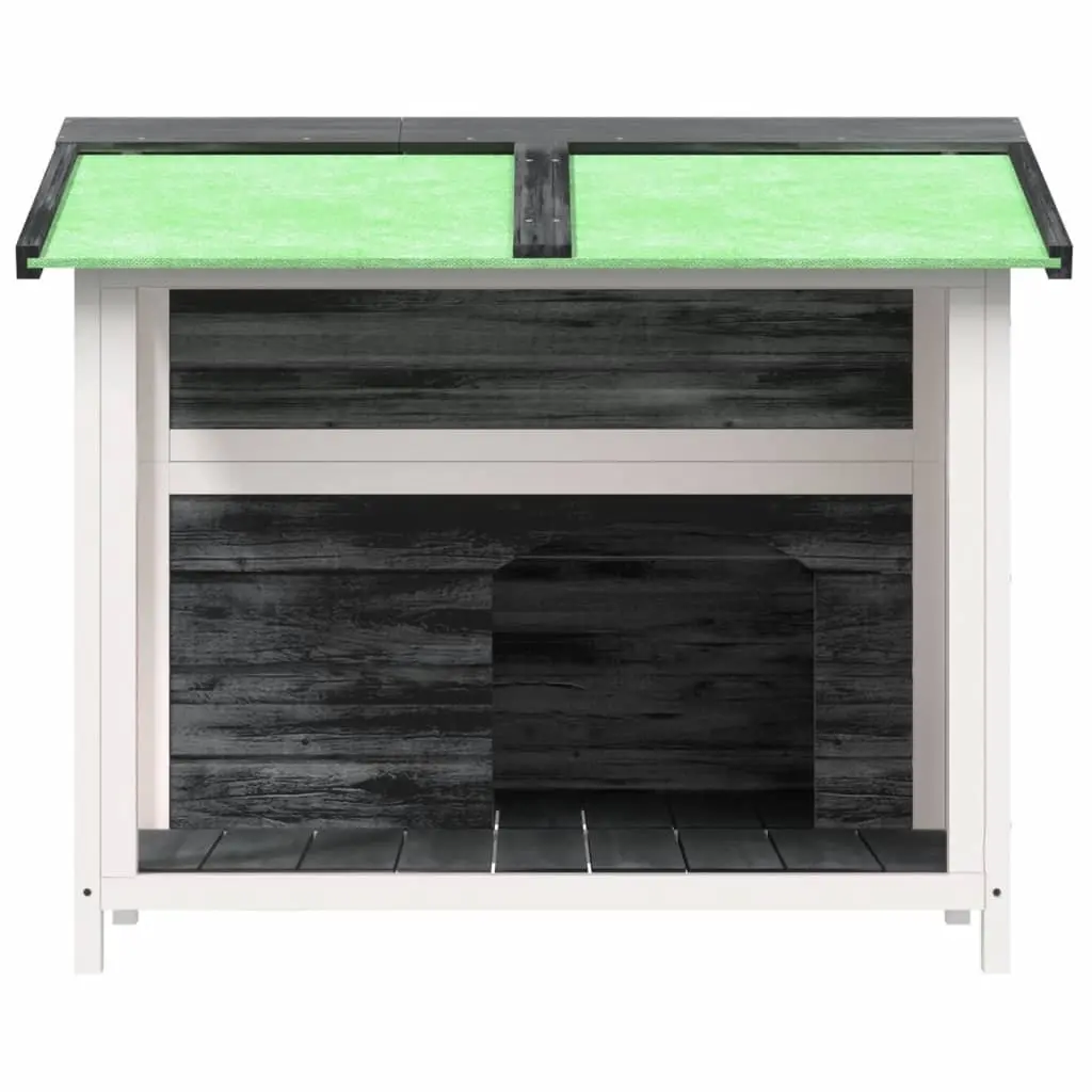 Dog Kennel Grey Solid Wood Pine Outdoor Pet House Large