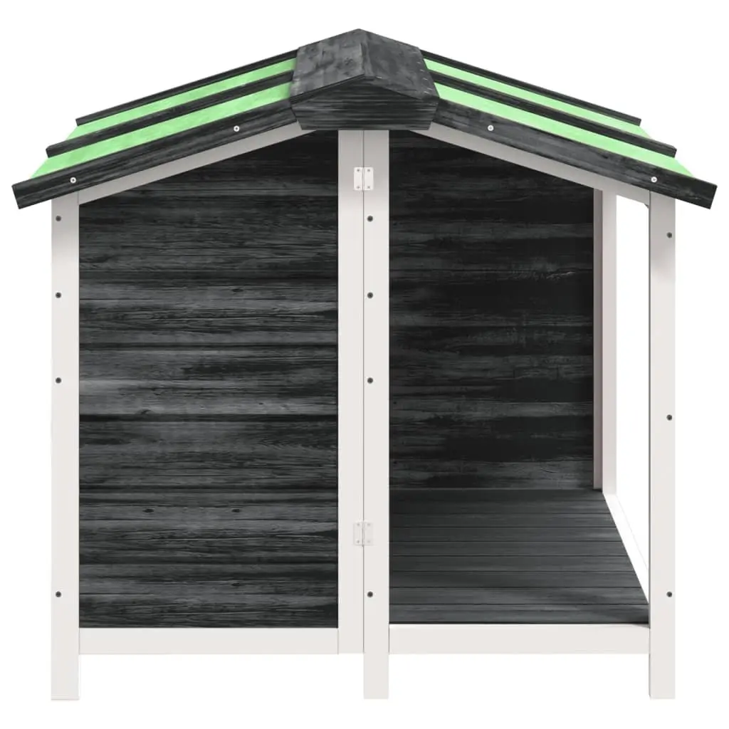 Dog Kennel Grey Solid Wood Pine Outdoor Pet House Large