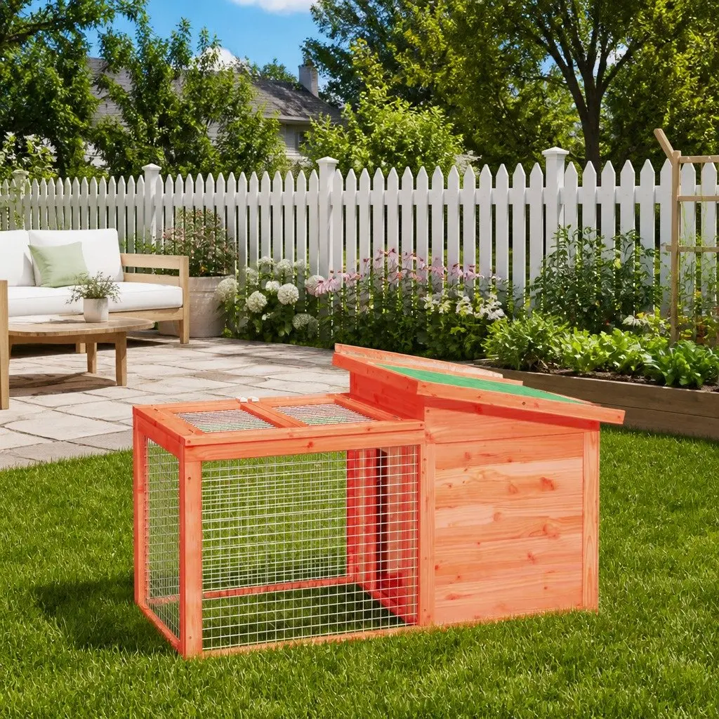 Rabbit Hutch Small Animal Cage Wooden Outdoor Guinea Pig House Run Enclosure