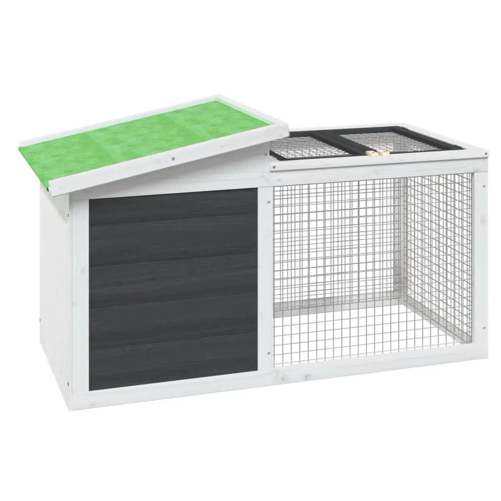 Rabbit Hutch Wooden Outdoor Cage with Activity Centre Grey 100.5 x 54 x 55 cm