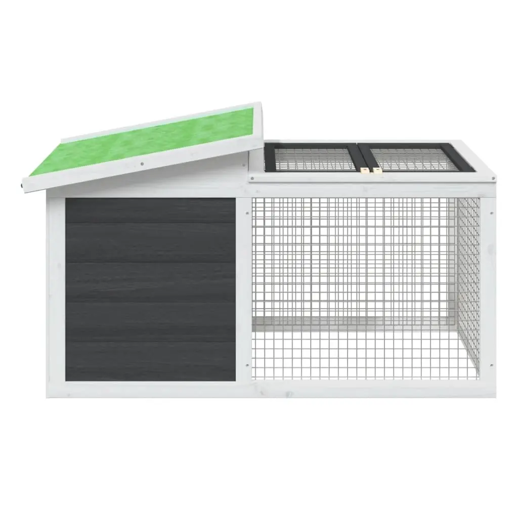 Rabbit Hutch Wooden Outdoor Cage with Activity Centre Grey 100.5 x 54 x 55 cm