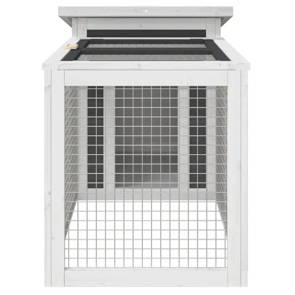 Rabbit Hutch Wooden Outdoor Cage with Activity Centre Grey 100.5 x 54 x 55 cm