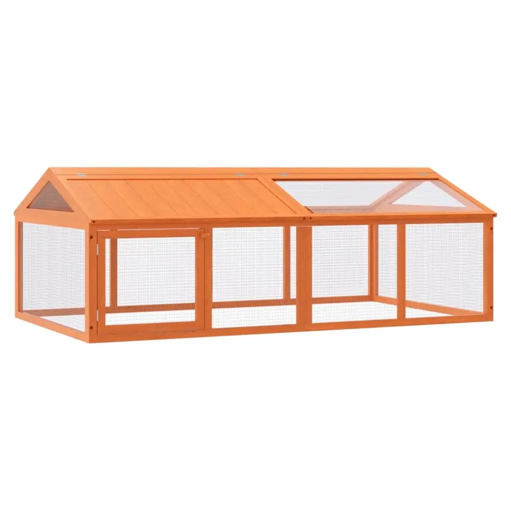 Small Animal Outdoor Run Box Pine Wood Brown 200cm Length 112.5cm Width 74cm Height