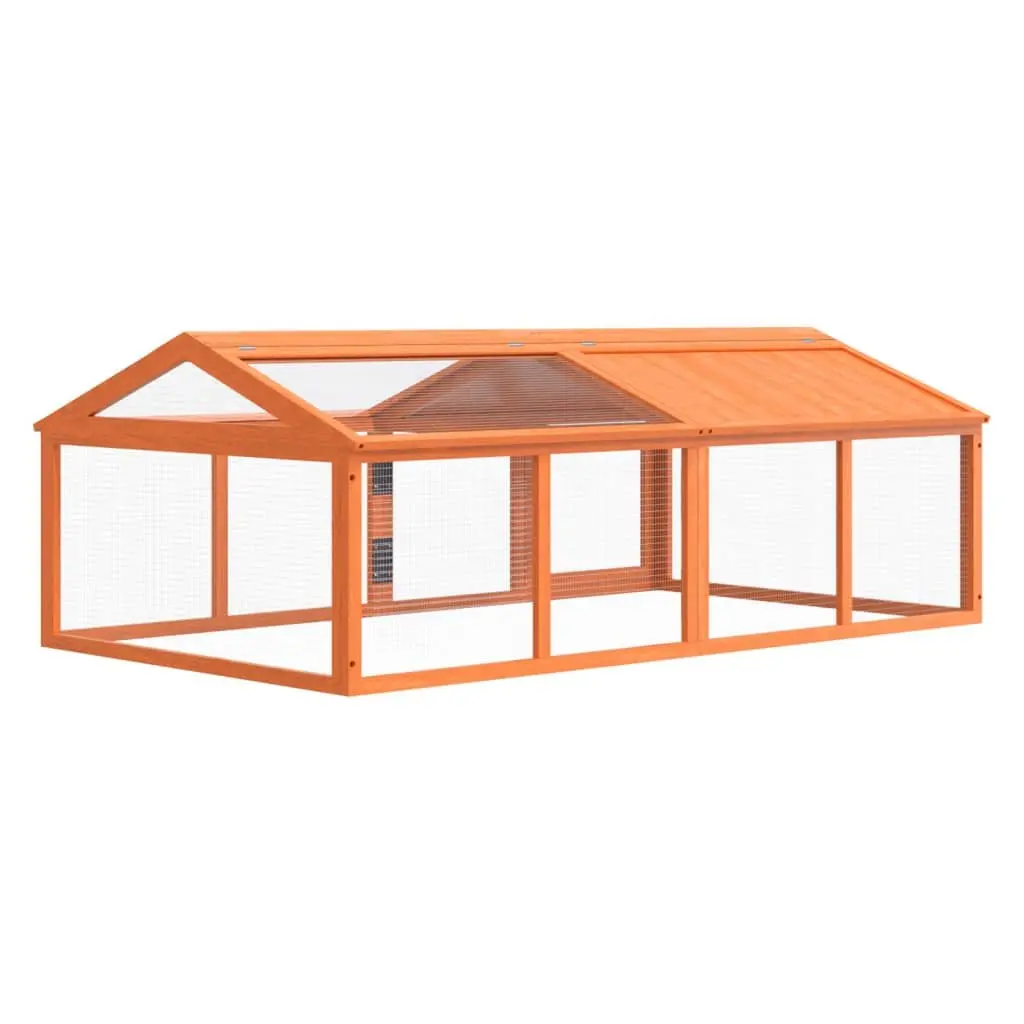 Small Animal Outdoor Run Box Pine Wood Brown 200cm Length 112.5cm Width 74cm Height