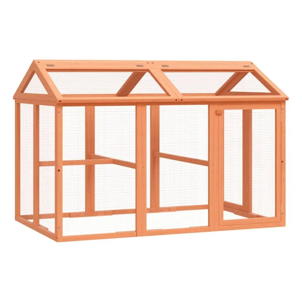 Outdoor Habitat Run Box for Small Animals, Solid Pine Wood Construction, Brown, 141x94x104cm