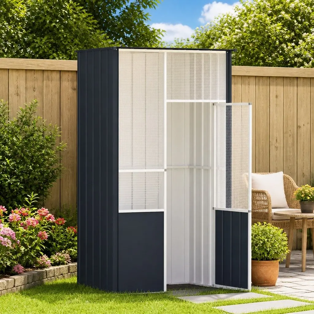 Bird Cage Large Walk-In Anthracite Galvanised Steel Flight Enclosure 115 x 78 x 200 cm