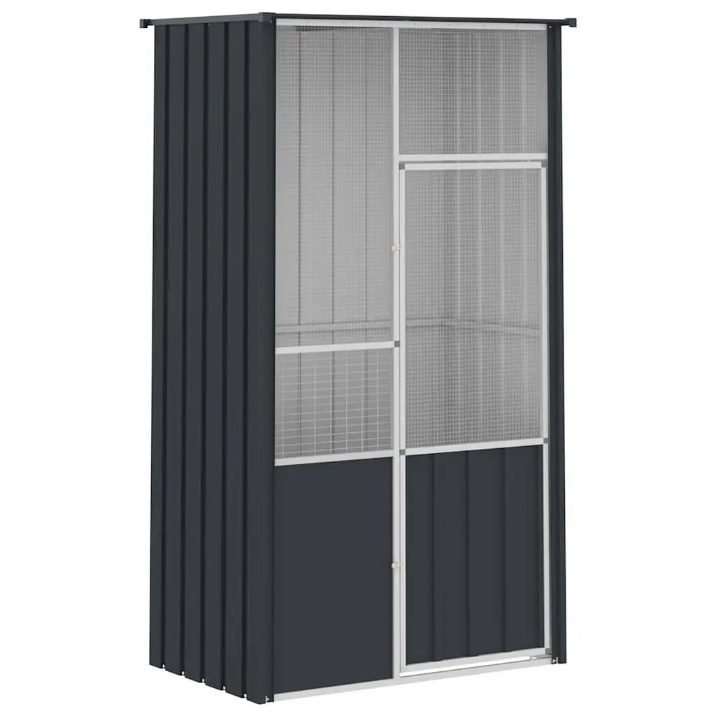 Bird Cage Large Walk-In Anthracite Galvanised Steel Flight Enclosure 115 x 78 x 200 cm
