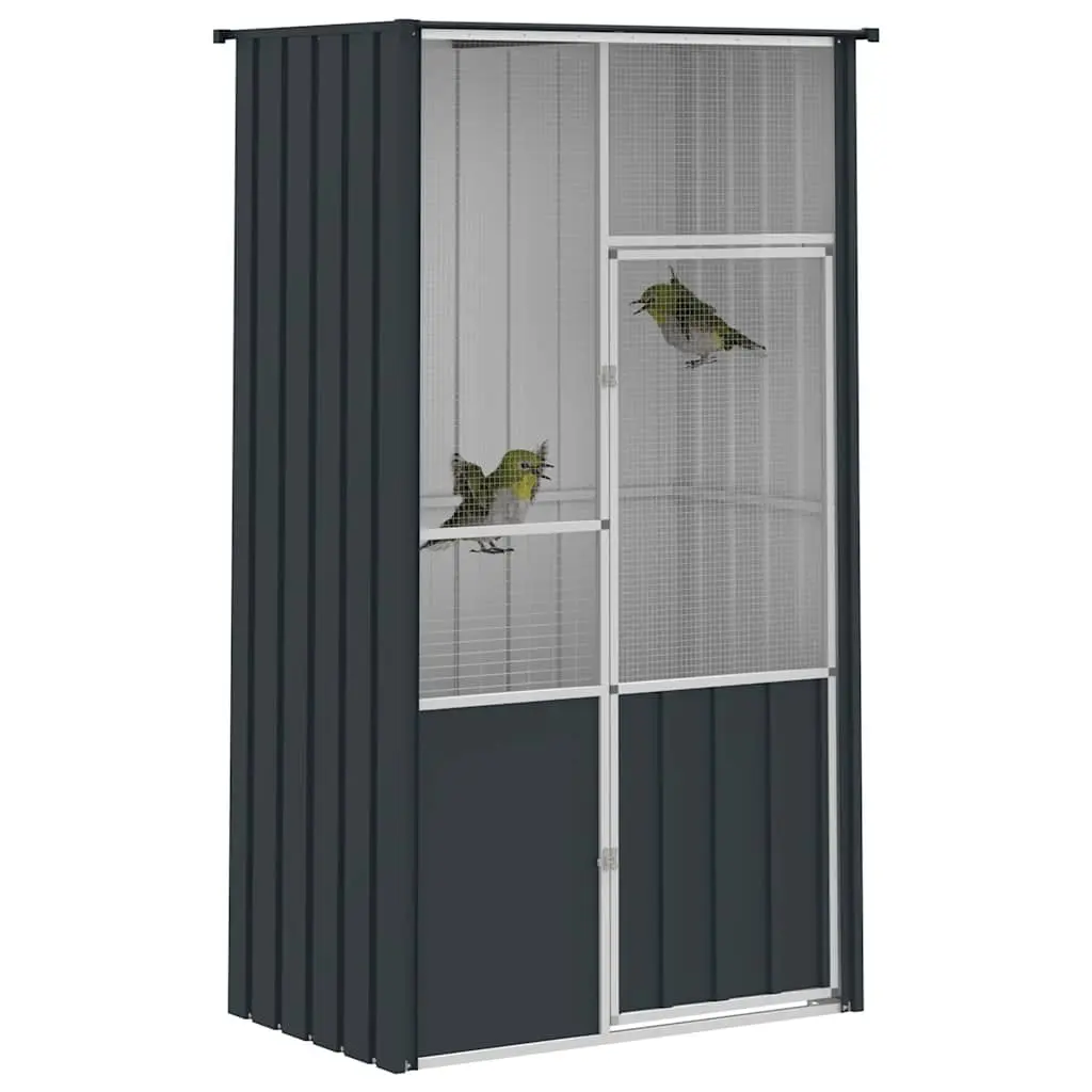 Bird Cage Large Walk-In Anthracite Galvanised Steel Flight Enclosure 115 x 78 x 200 cm