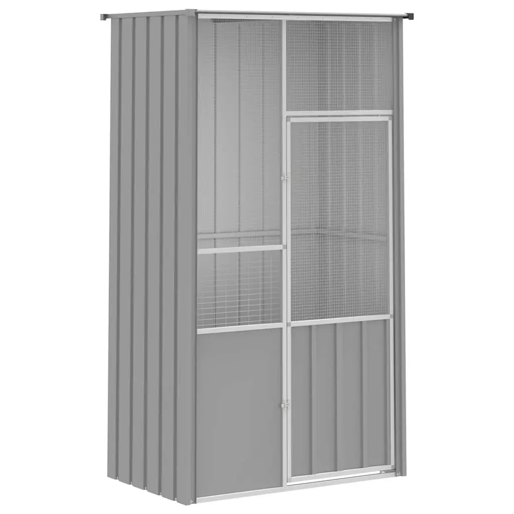 Bird Cage Large Grey Galvanised Steel Walk In Flight Enclosure 115 x 78 x 200 cm