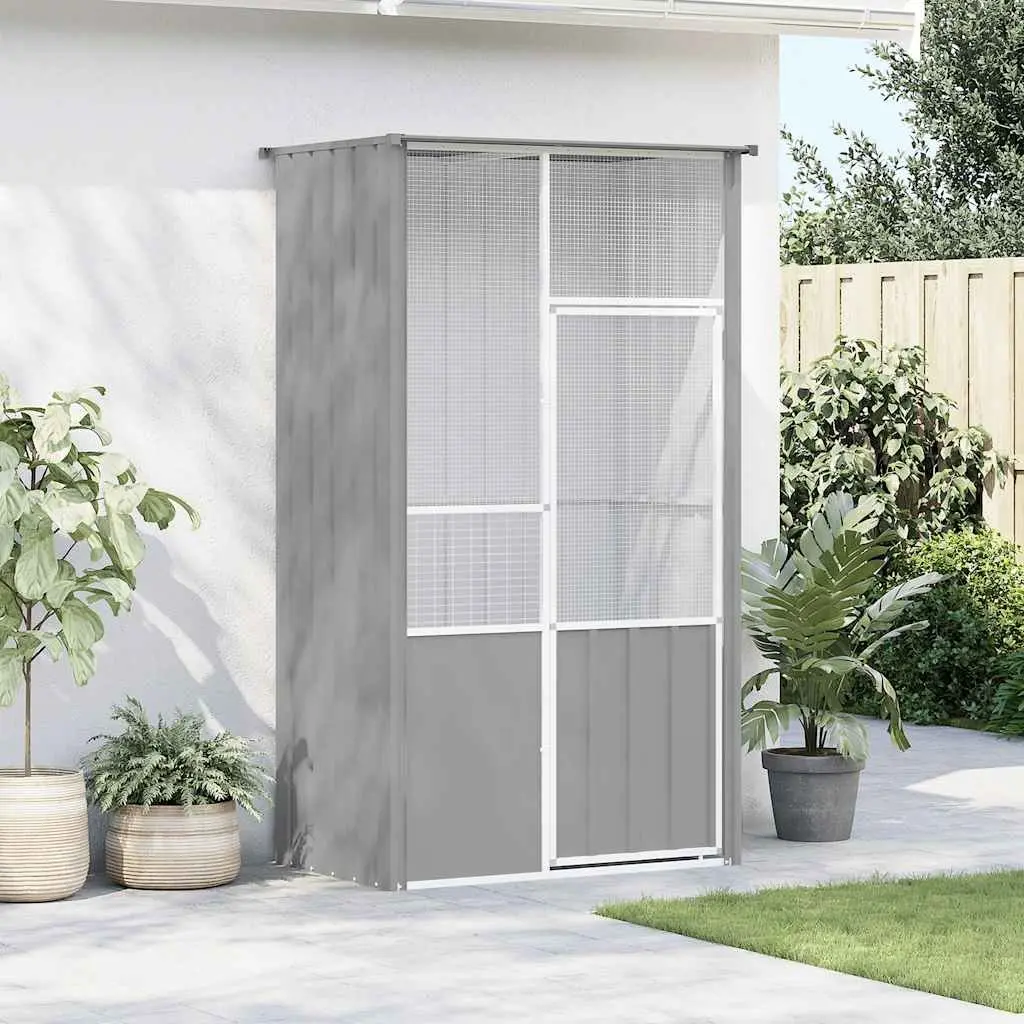 Bird Cage Large Grey Galvanised Steel Walk In Flight Enclosure 115 x 78 x 200 cm
