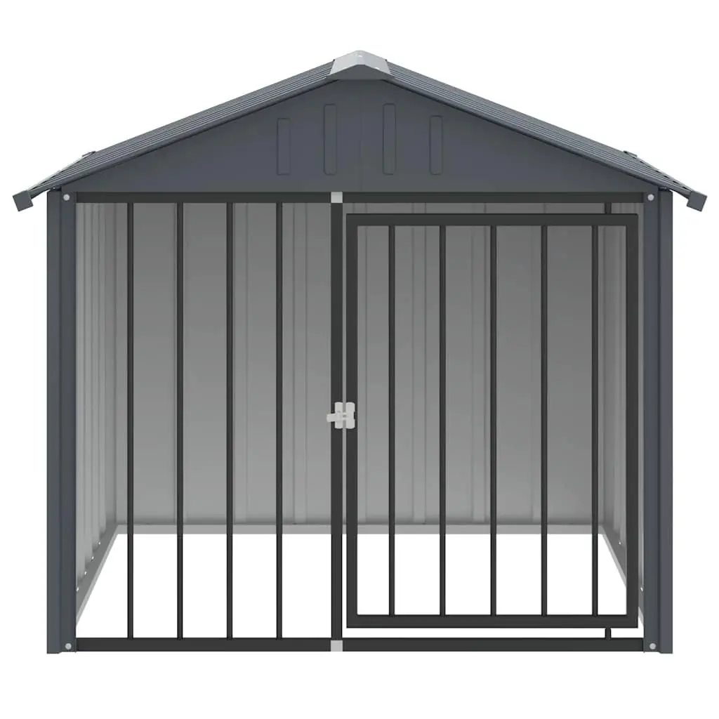 Dog Kennel Outdoor Shelter with Roof Black Galvanised Steel 117x103x102 cm