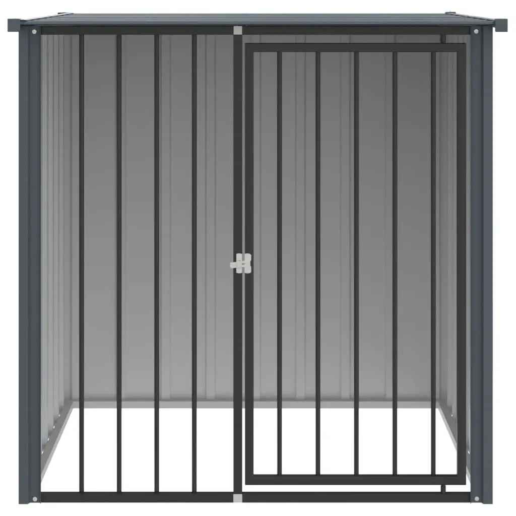 Dog House with Roof Galvanised Steel Black Outdoor Pet Kennel Shelter 110 x 103 x 109 cm
