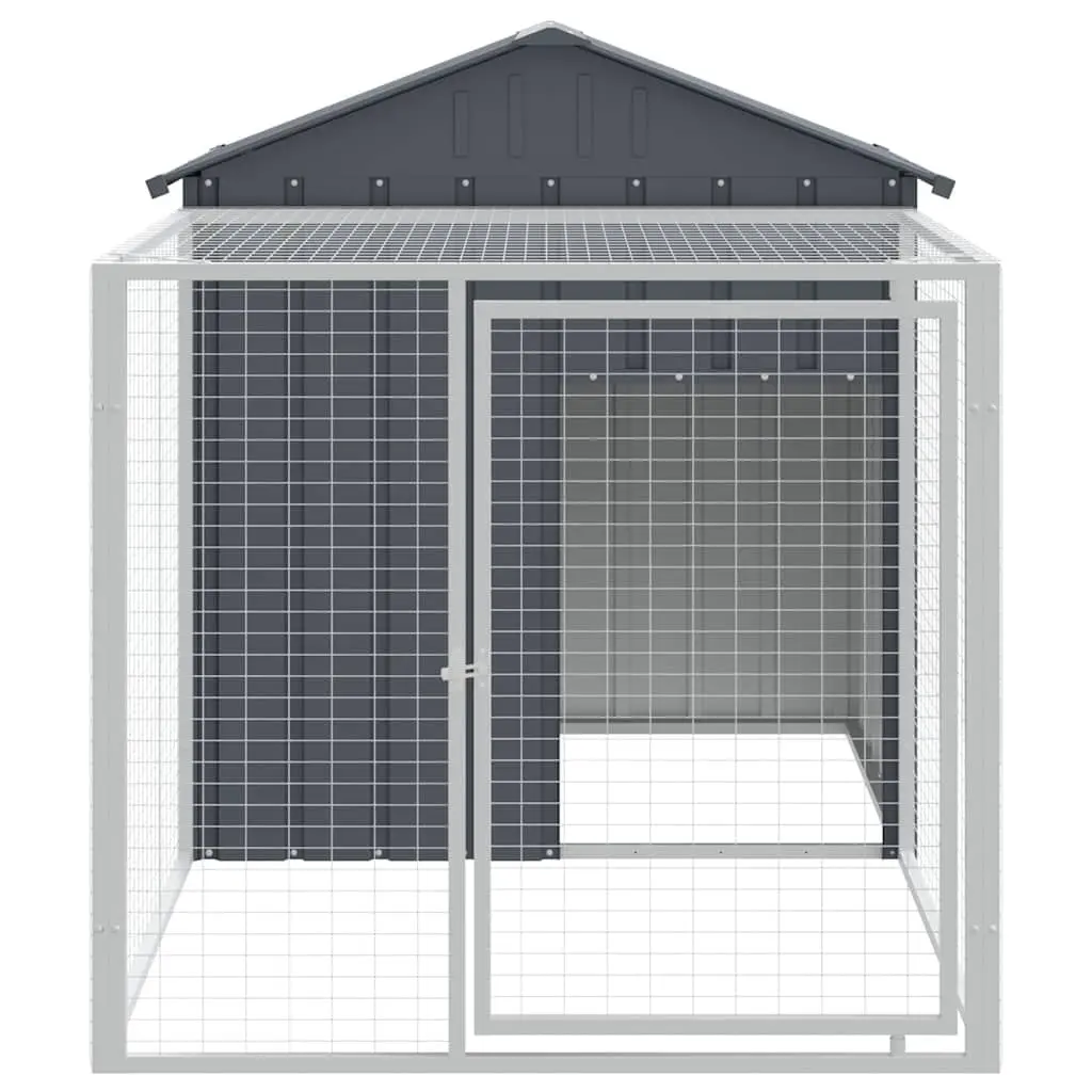 Chicken Cage with Run Galvanised Steel Anthracite 117x201x123cm