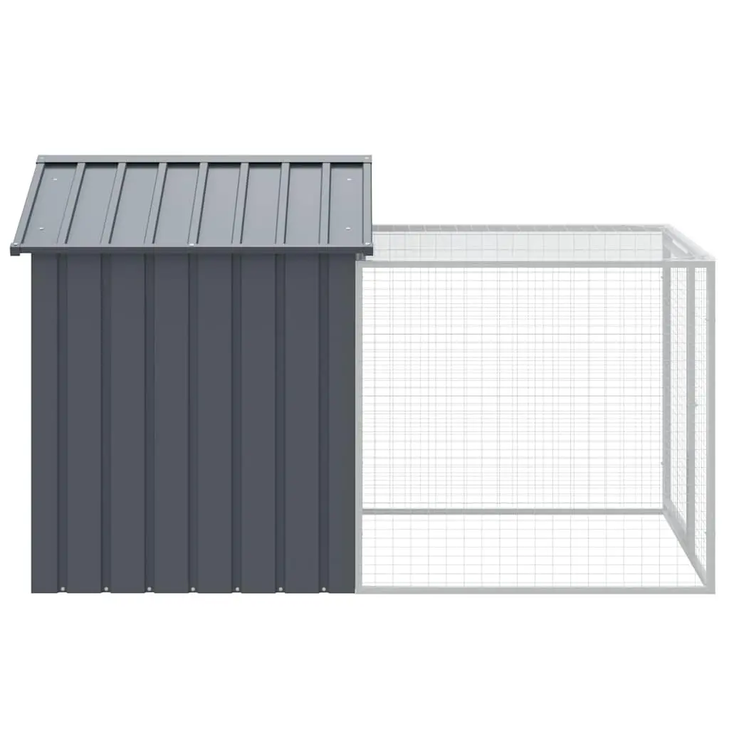 Chicken Cage with Run Galvanised Steel Anthracite 117x201x123cm