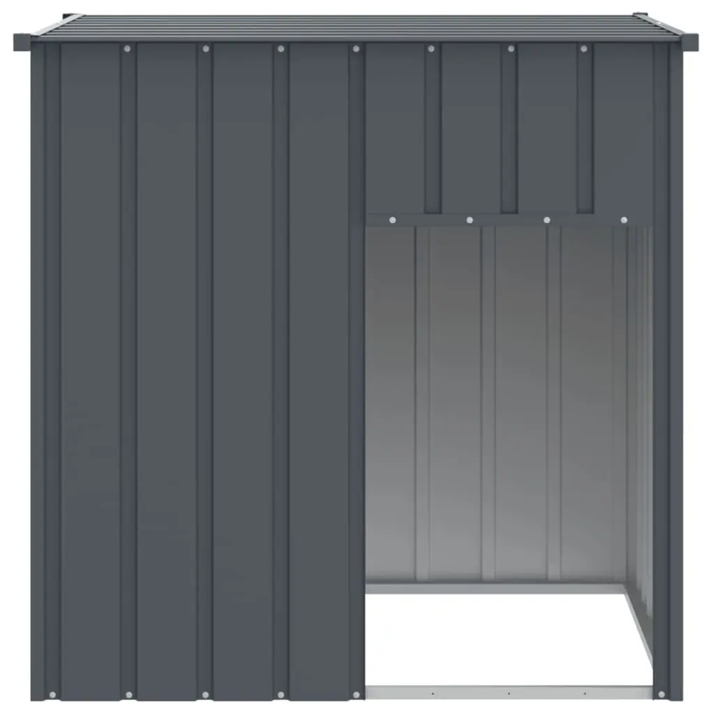 Dog Kennel Galvanised Steel Outdoor Shelter with Roof Anthracite 110 x 103 x 109 cm