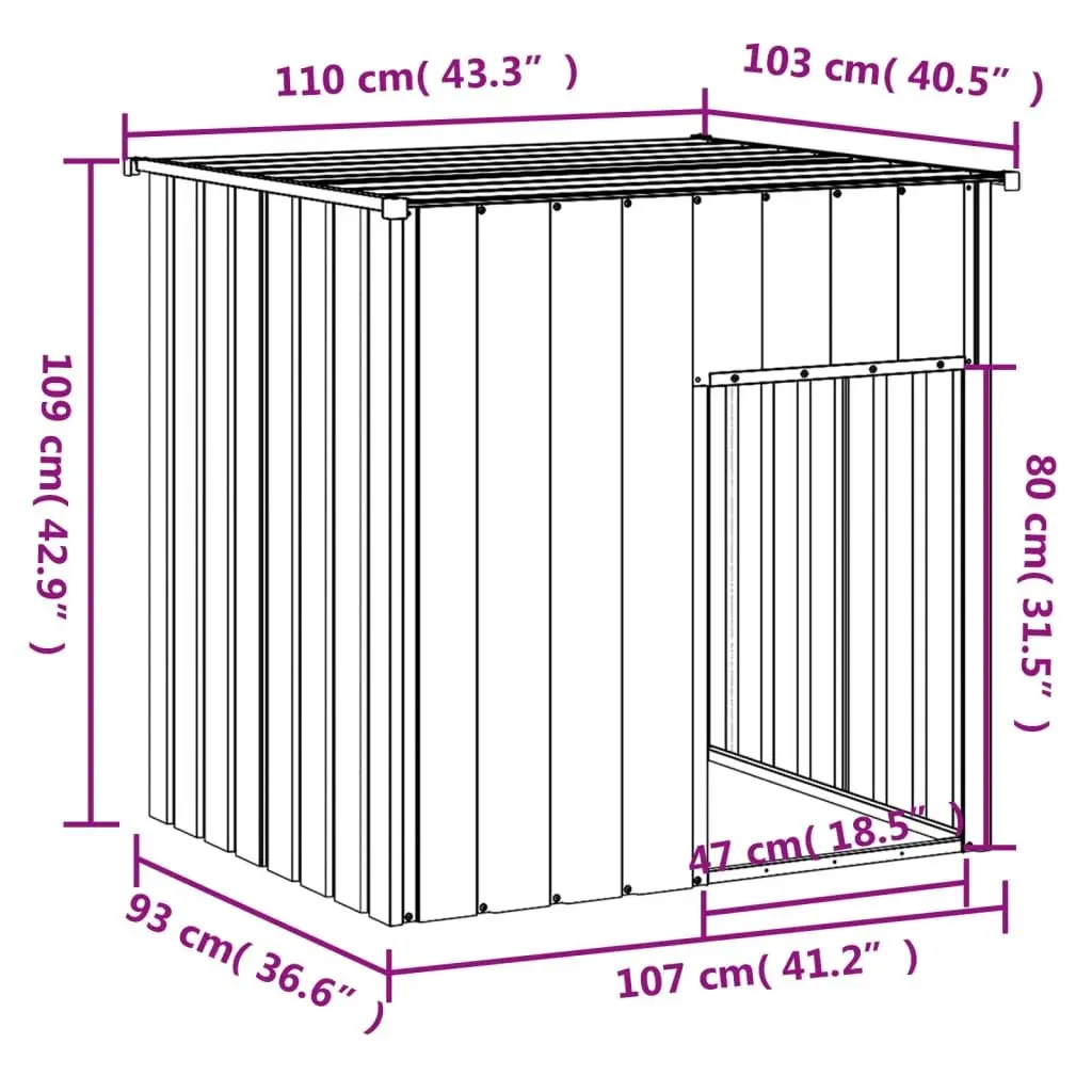 Dog Kennel Galvanised Steel Outdoor Shelter with Roof Anthracite 110 x 103 x 109 cm