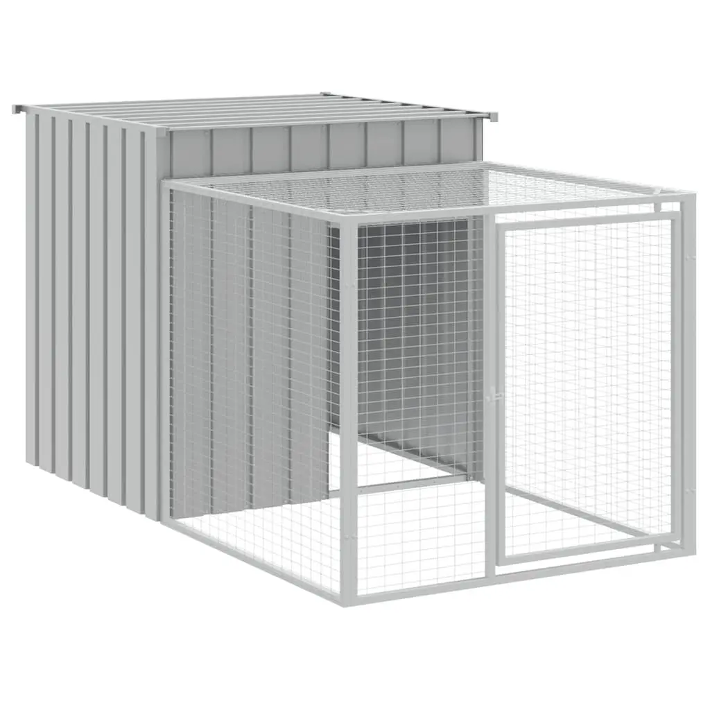Chicken Coop with Run Durable Galvanised Steel Light Grey Small Animal Habitat 110x201x110cm