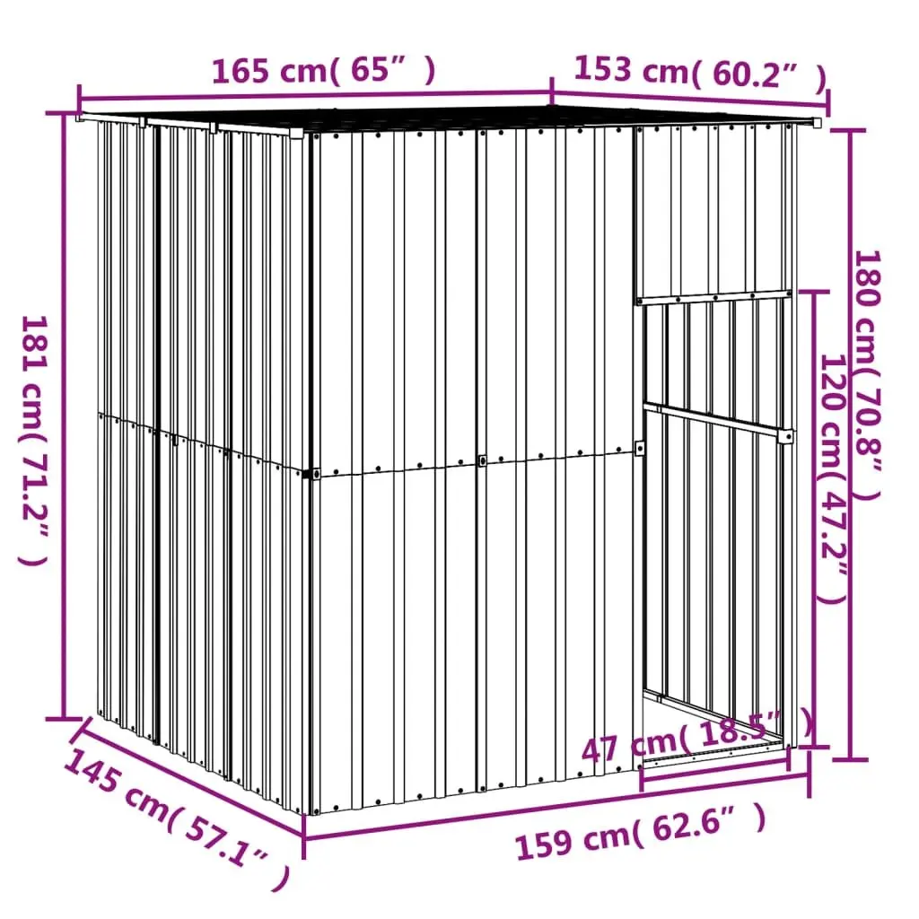 Dog House with Roof Pet Kennel Outdoor Shelter Grey Heavy Duty Durable Cage