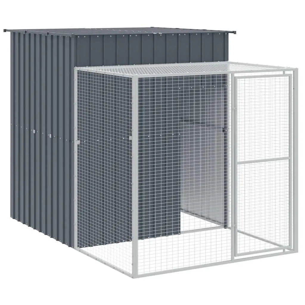 Chicken Cage with Run Galvanised Steel Anthracite Large