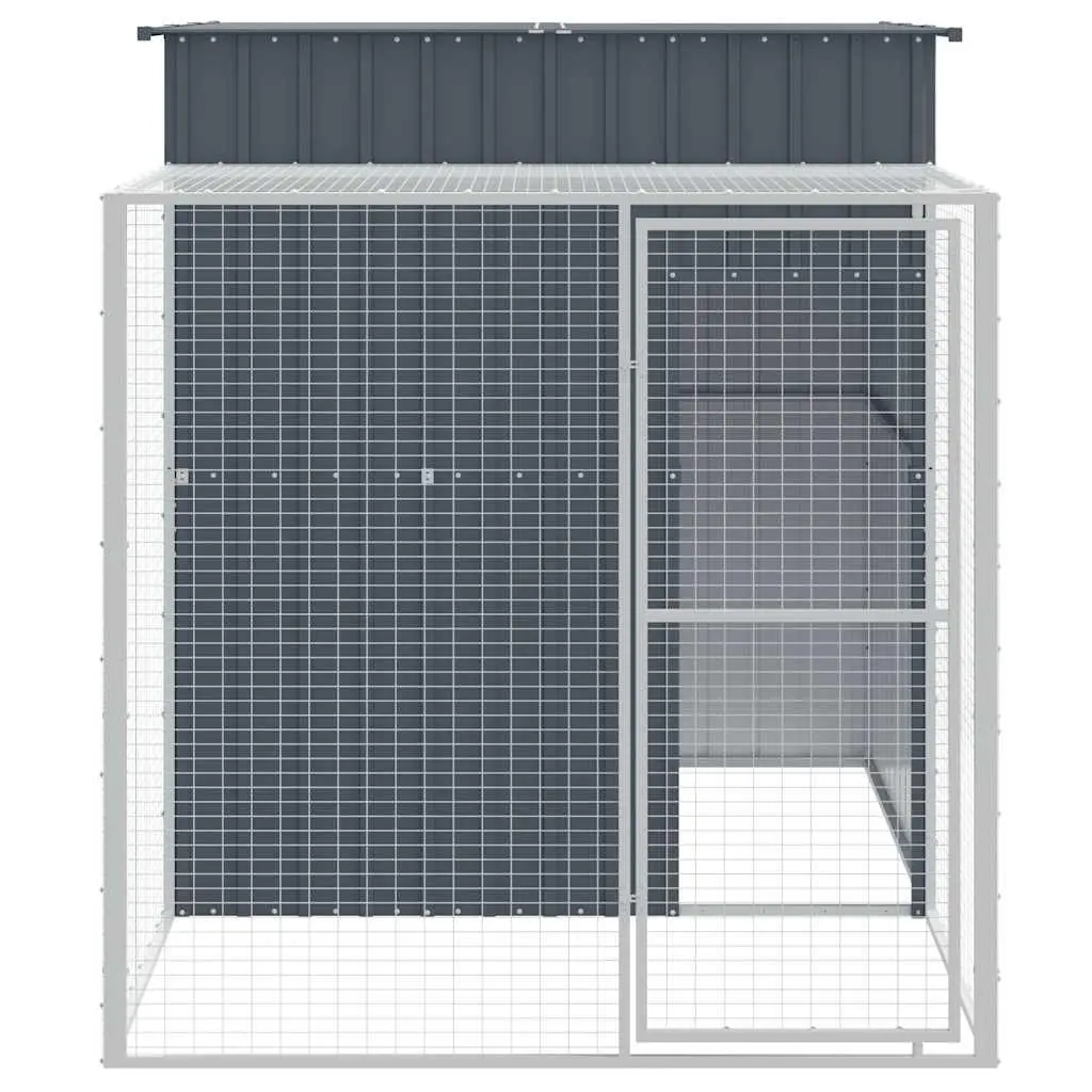 Chicken Cage with Run Galvanised Steel Anthracite Large