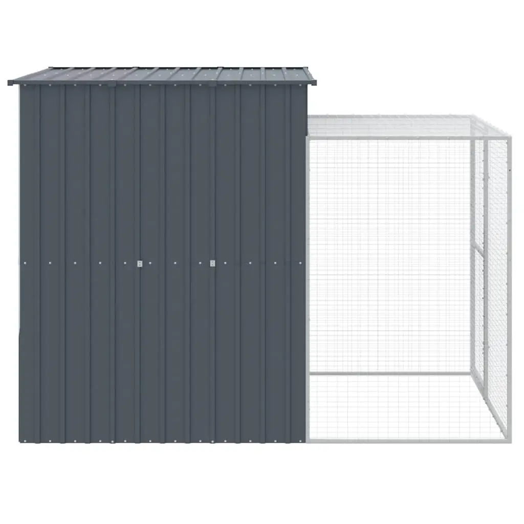 Chicken Cage with Run Galvanised Steel Anthracite Large