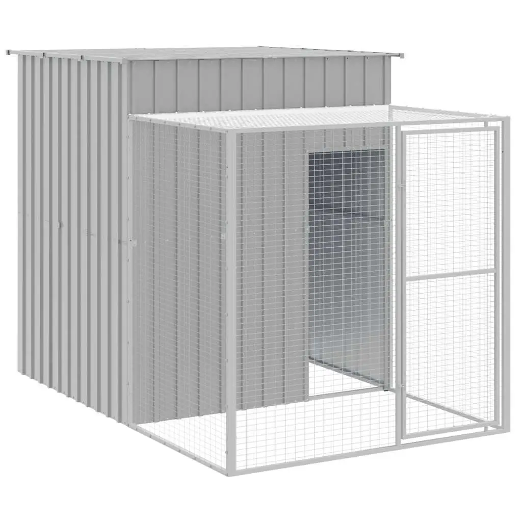 Chicken Cage with Run Galvanised Steel Light Grey 165x251x181cm
