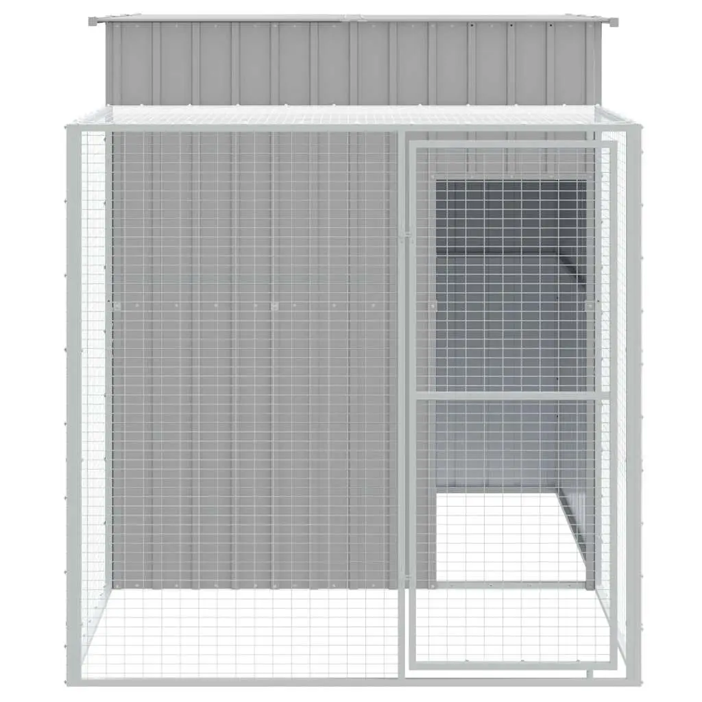 Chicken Cage with Run Galvanised Steel Light Grey 165x251x181cm
