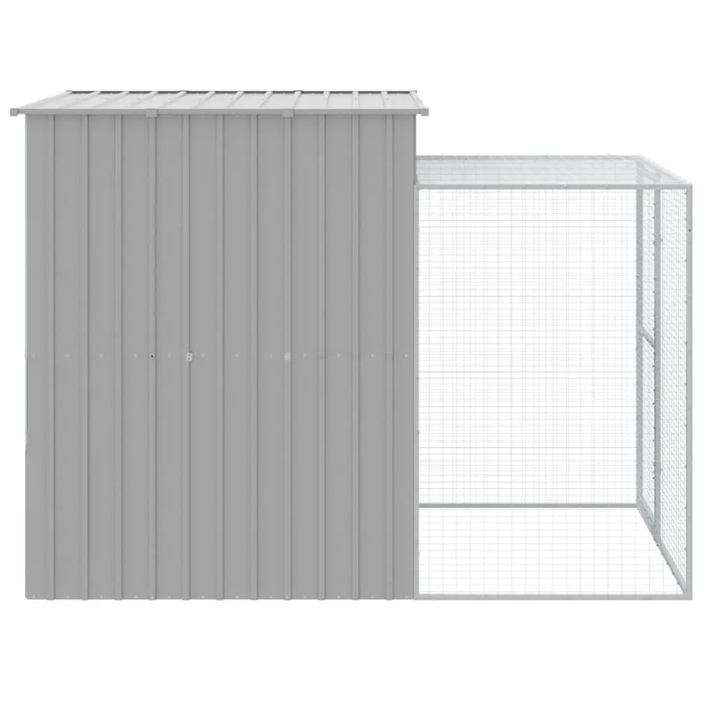 Chicken Cage with Run Galvanised Steel Light Grey 165x251x181cm