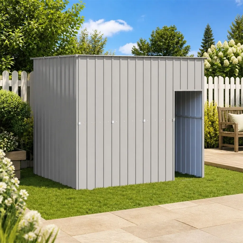 Dog House Outdoor Kennel Shelter with Roof Grey Large