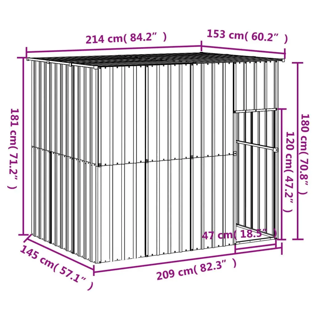Dog House Outdoor Kennel Shelter with Roof Grey Large