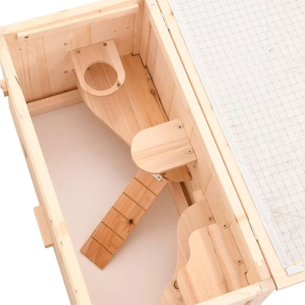 Hamster Cage Solid Fir Wood 60x30x35 cm Small Animal House with Accessories