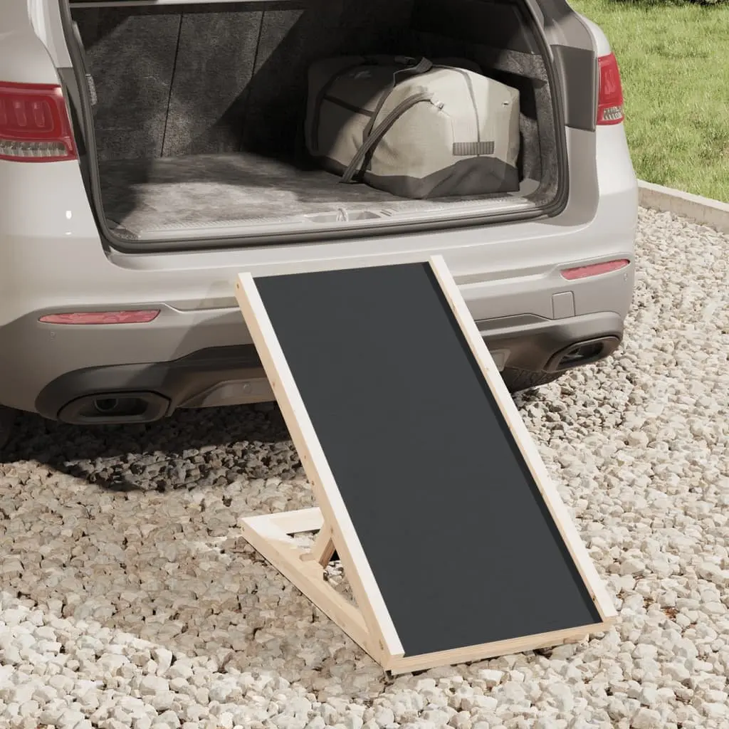 Pet Ramp Foldable Adjustable Height Portable Solid Wood Fir Grey