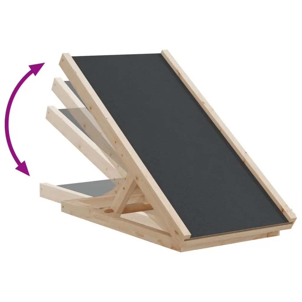 Pet Ramp Foldable Adjustable Height Portable Solid Wood Fir Grey