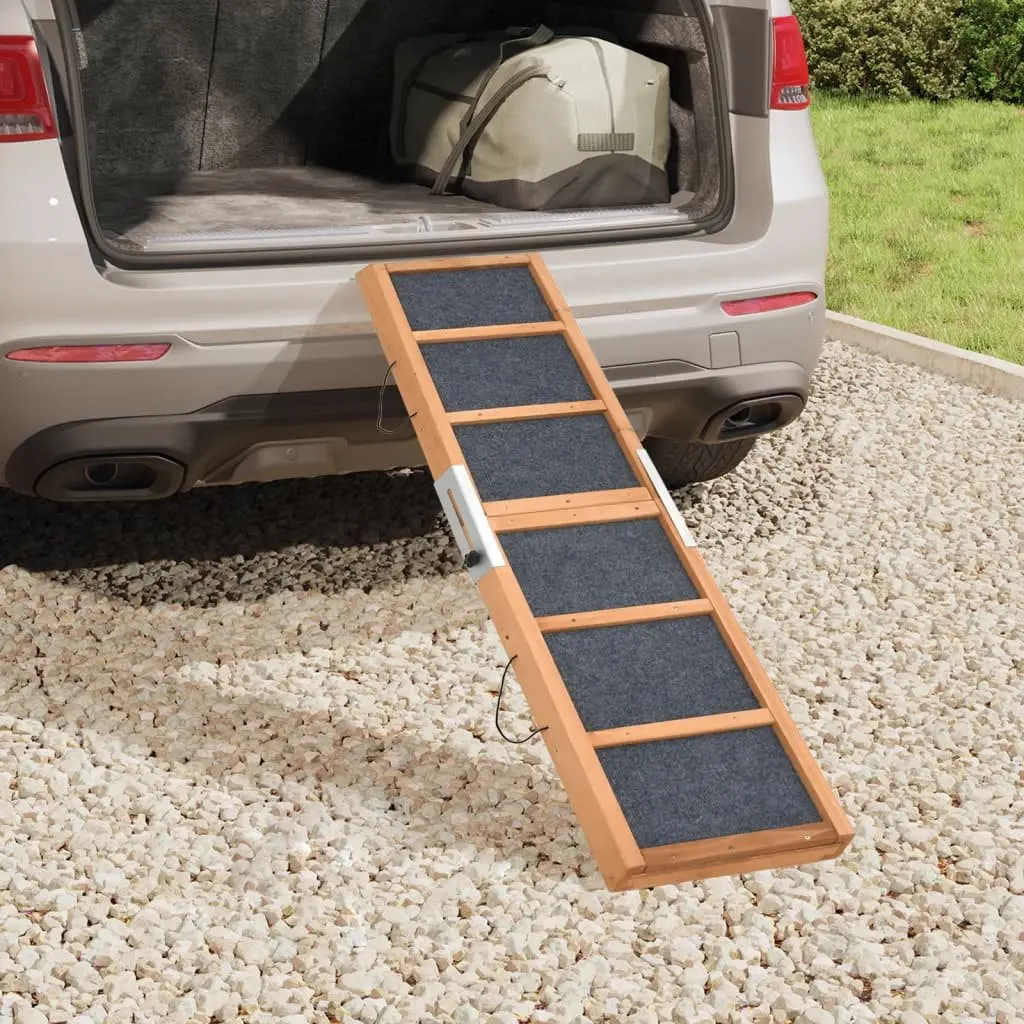 Dog Ramp Foldable Portable 120cm Access Bed Couch Car Grey Wood