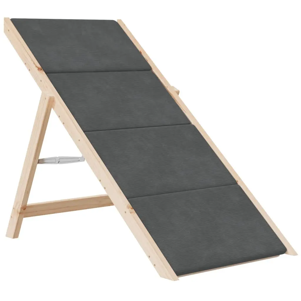 Dog Pet Stairs Folding Ramp Grey Solid Wood Fir 105x47cm Anti-slip Step