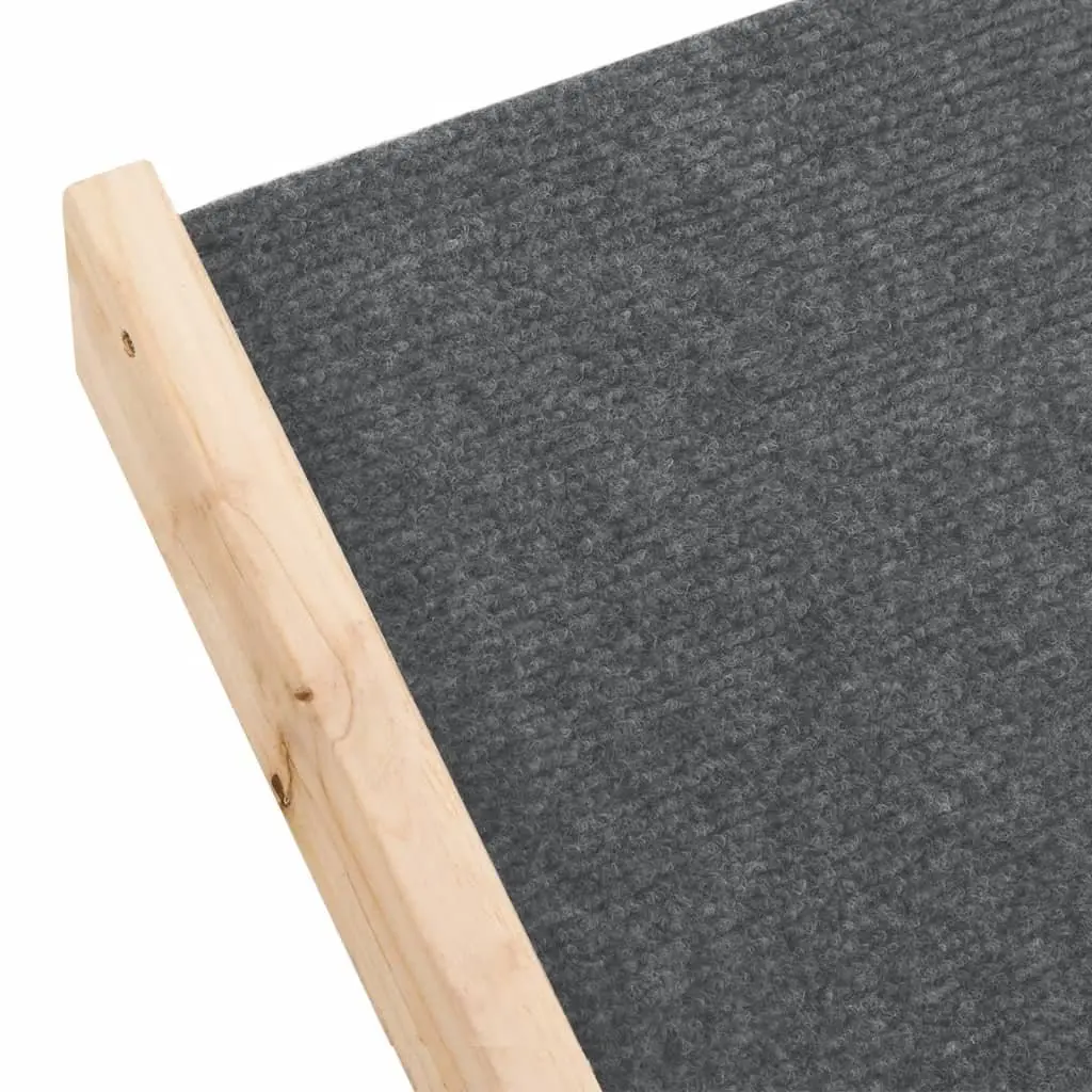 Dog Pet Stairs Folding Ramp Grey Solid Wood Fir 105x47cm Anti-slip Step