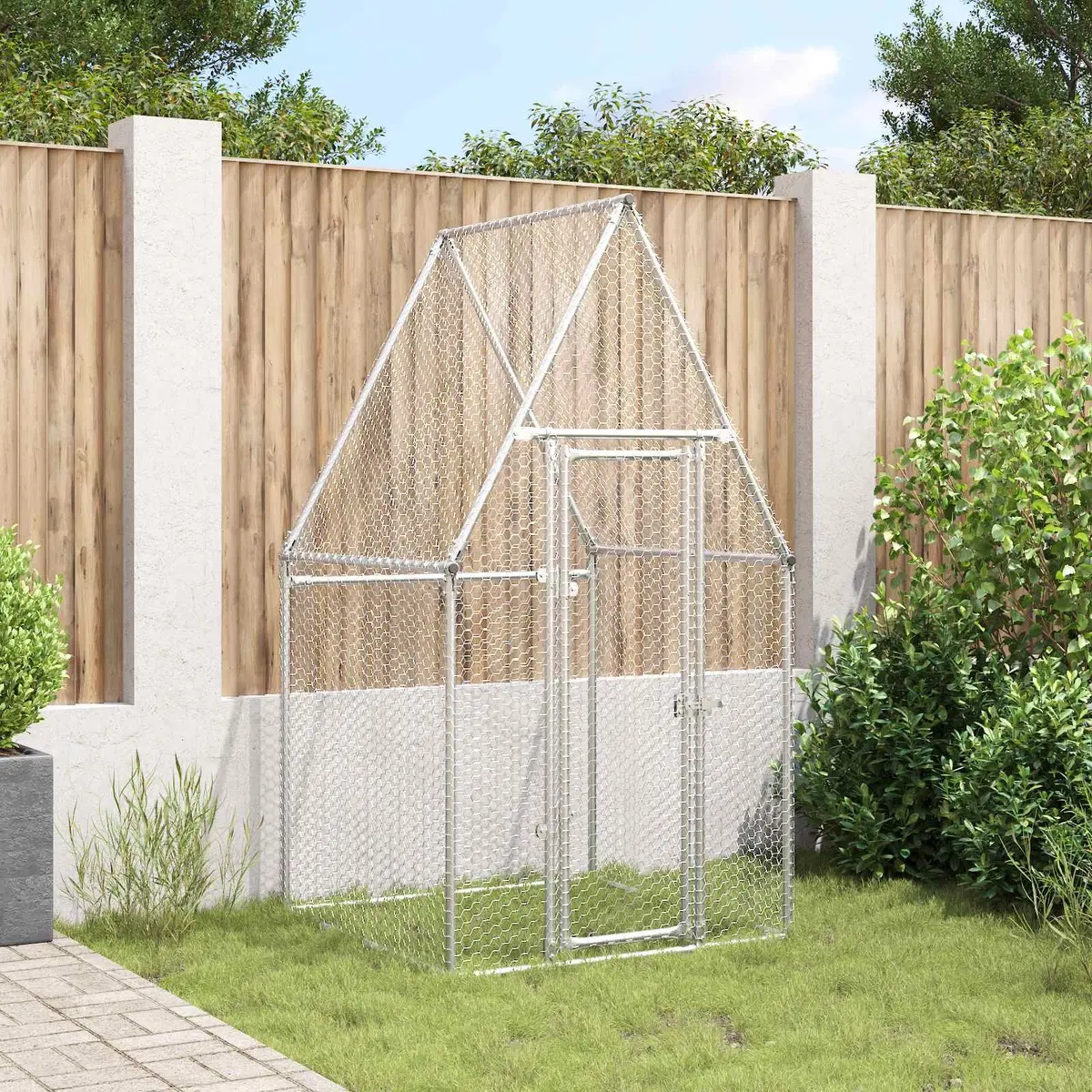 Chicken Cage Galvanised Steel Walk In Hen Run 100x100x190 cm