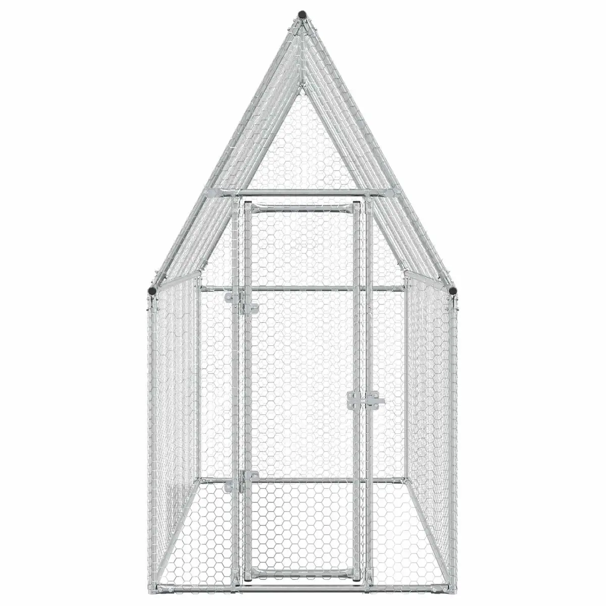 Galvanised Steel Chicken Coop Outdoor Walk In Cage 200x100x190 cm Silver