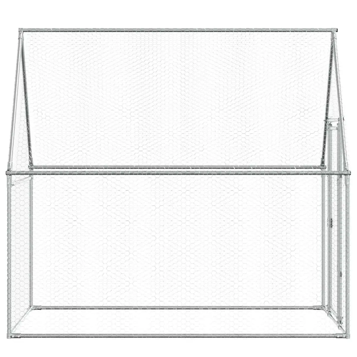 Galvanised Steel Chicken Coop Outdoor Walk In Cage 200x100x190 cm Silver