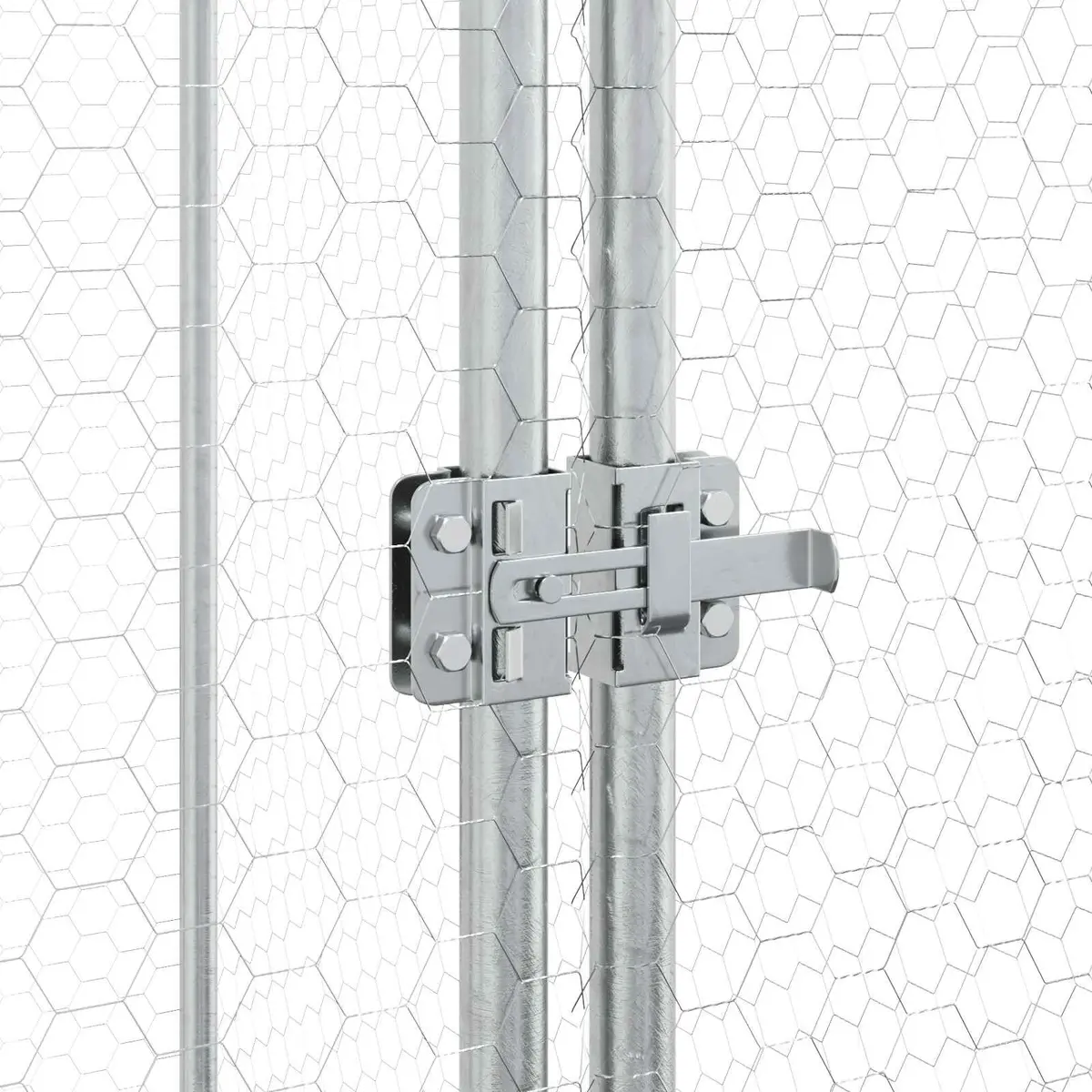 Galvanised Steel Chicken Coop Outdoor Walk In Cage 200x100x190 cm Silver