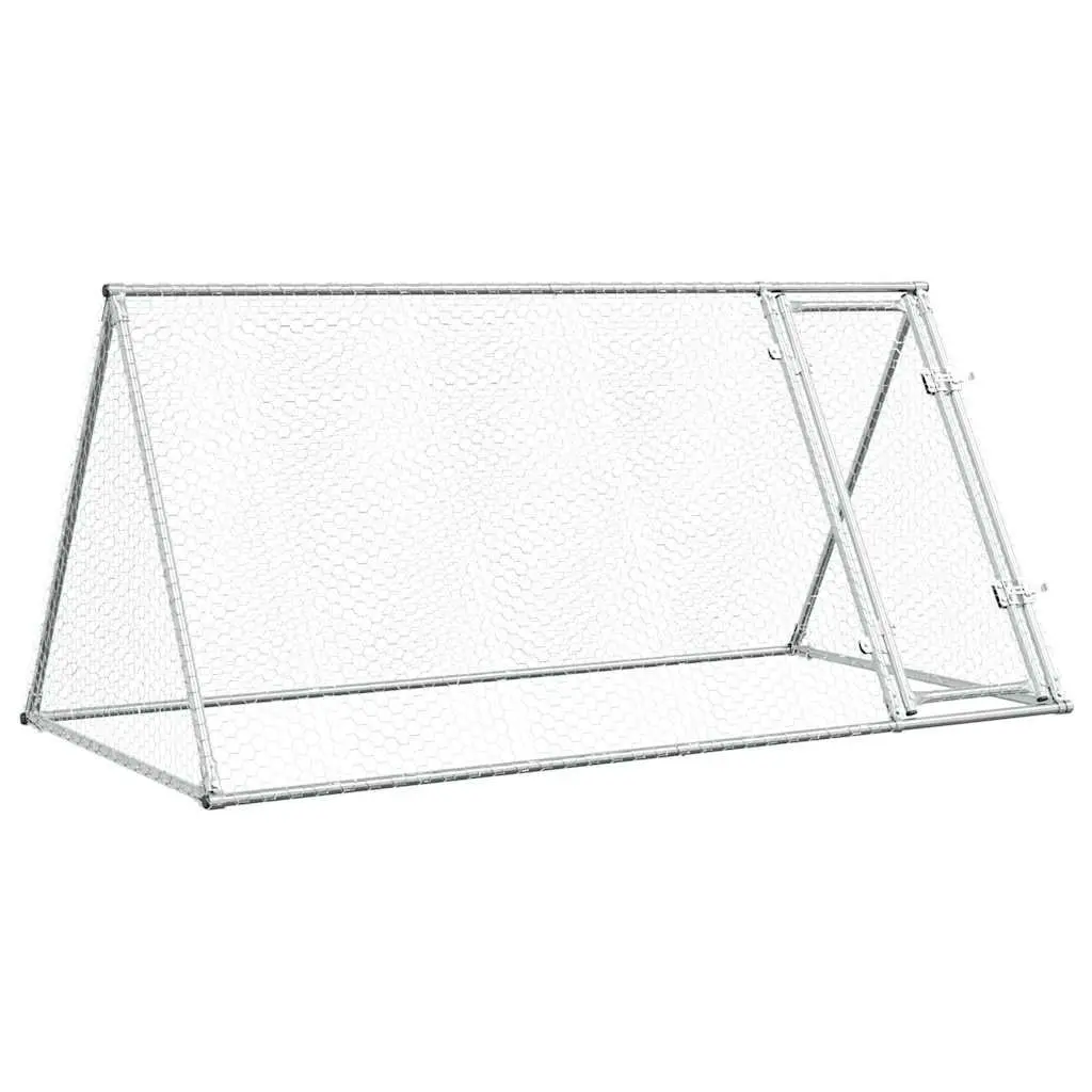 Chicken Cage Outdoor Enclosure Silver Galvanised Steel 200x105x91 cm Small