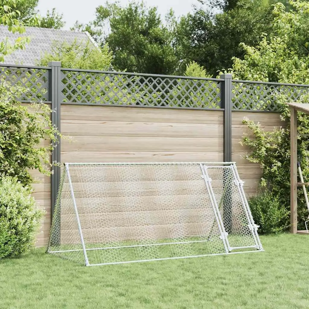 Chicken Cage Outdoor Enclosure Silver Galvanised Steel 200x105x91 cm Small