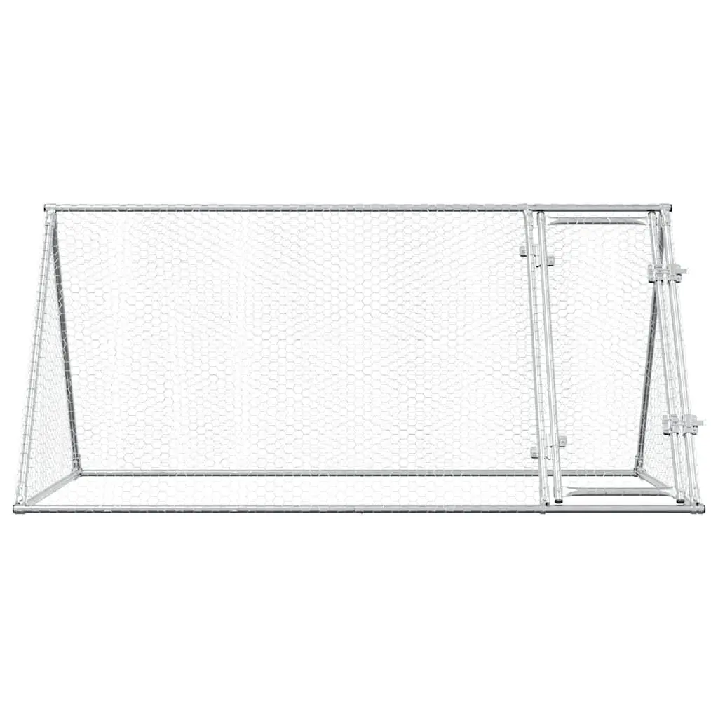 Chicken Cage Outdoor Enclosure Silver Galvanised Steel 200x105x91 cm Small