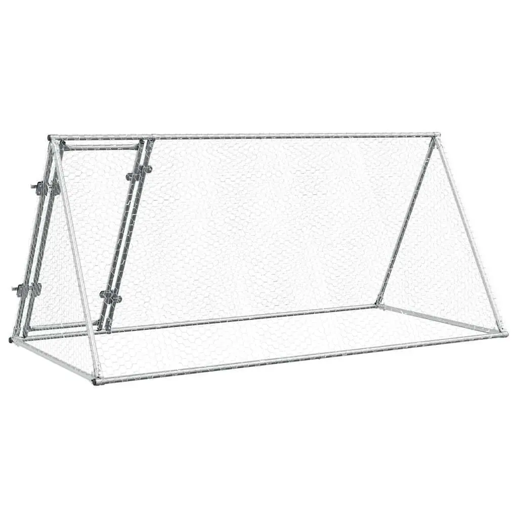 Chicken Cage Outdoor Enclosure Silver Galvanised Steel 200x105x91 cm Small