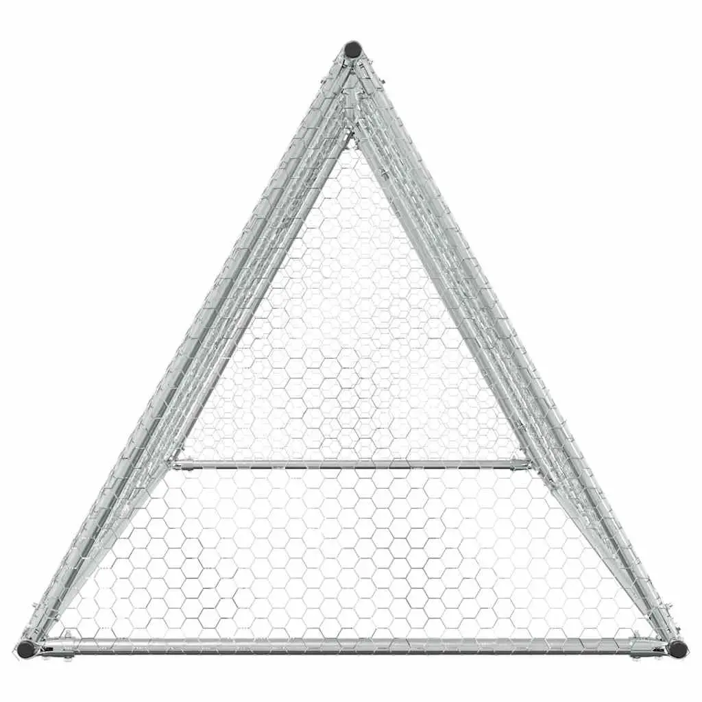 Chicken Cage Outdoor Enclosure Silver Galvanised Steel 200x105x91 cm Small